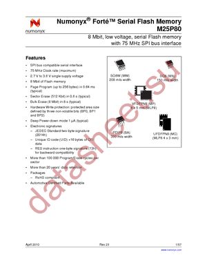 M25P80-VMP6TG datasheet  